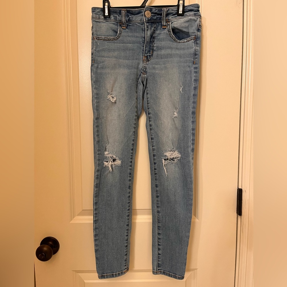 American Eagle Outfitters Mid-Rise Distressed Jeggings Ankle Jeans 00 reg